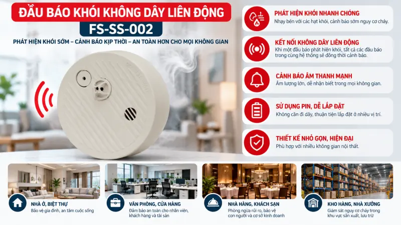 Đầu báo khói không dây liên động FS-SS-002