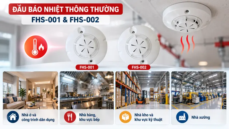 Ứng dụng của đầu báo nhiệt FHS-001 & FHS-002 Ứng dụng của đầu báo nhiệt FHS-001 & FHS-002