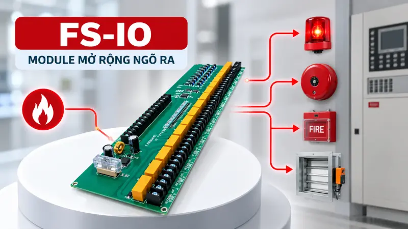 Module mở rộng ngõ ra cho trung tâm báo cháy vùng FS-IO Module mở rộng ngõ ra cho trung tâm báo cháy vùng FS-IO