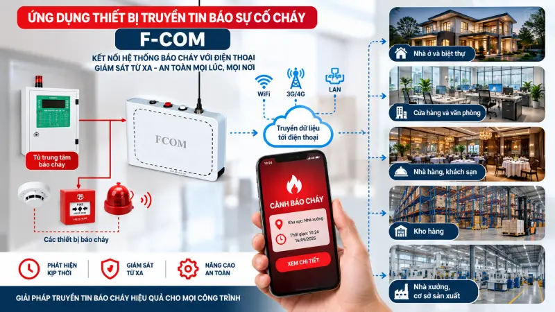 Ứng dụng thiết bị truyền tin báo cháy F-COM Ứng dụng thiết bị truyền tin báo cháy F-COM
