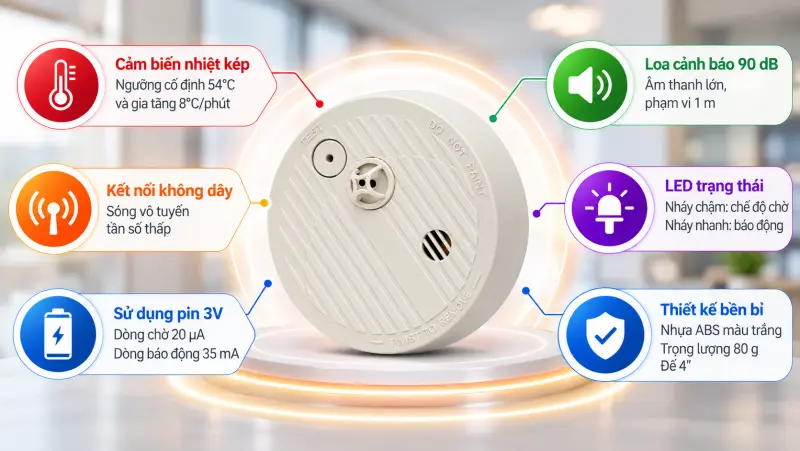 Đầu báo nhiệt độc lập FS-SH-002 Đầu báo nhiệt độc lập FS-SH-002