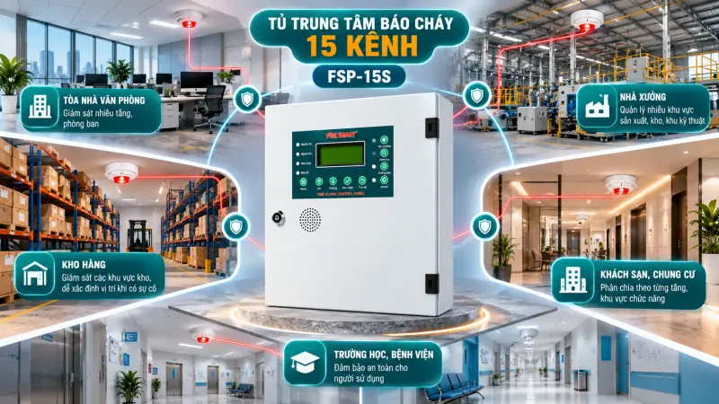 Tủ báo cháy tự động 15 kênh FSP-15S Tủ báo cháy tự động 15 kênh FSP-15S