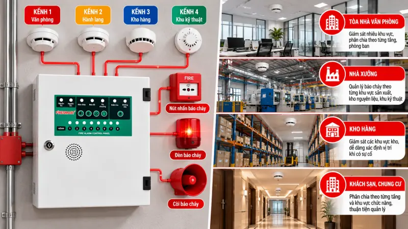 Tủ báo cháy 4 kênh FCP-4C Tủ báo cháy 4 kênh FCP-4C