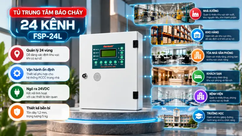 Tủ trung tâm báo cháy 24 kênh FSP-24L Tủ trung tâm báo cháy 24 kênh FSP-24L